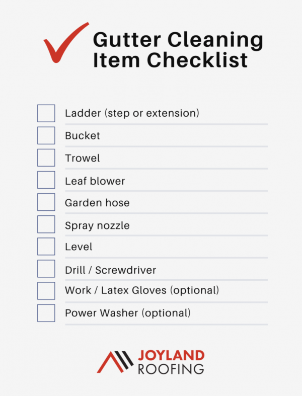Gutter cleaning item checklist