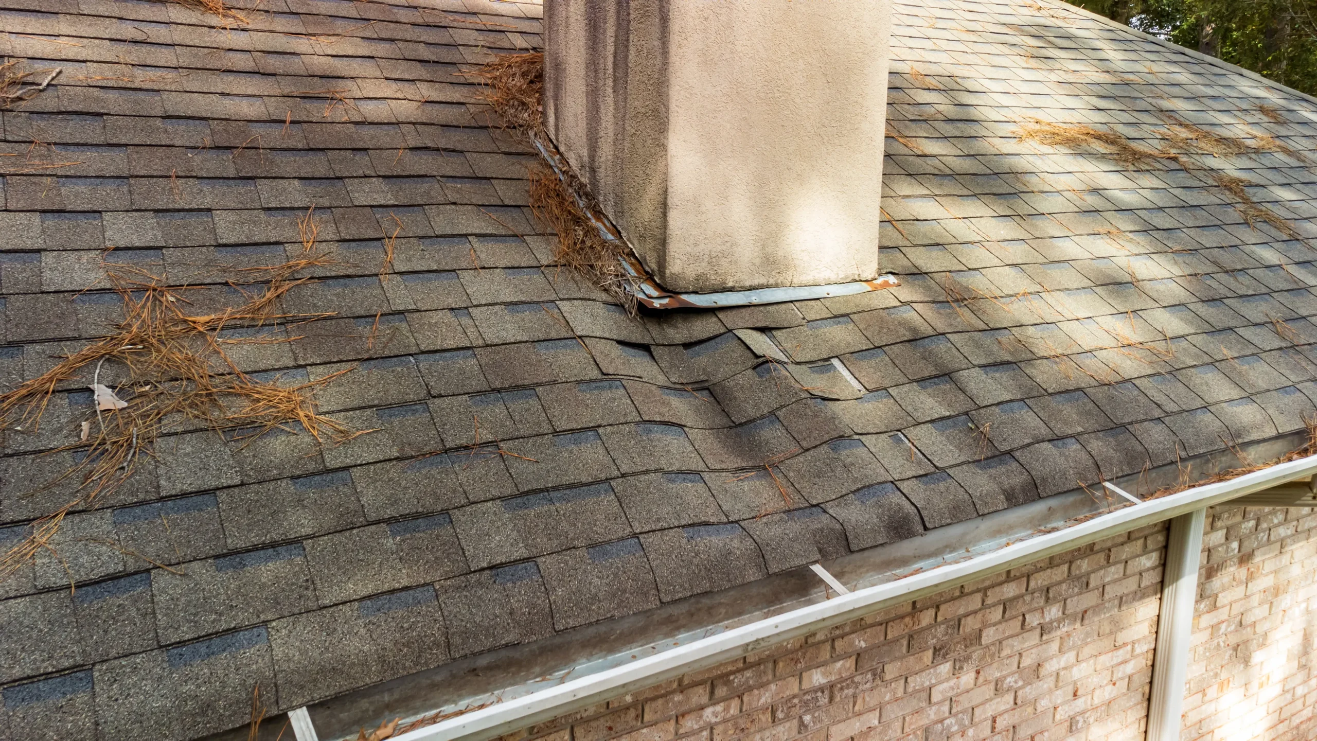 Damaged roof showing signs of water infiltration and leaking for home in Harrisburg, PA